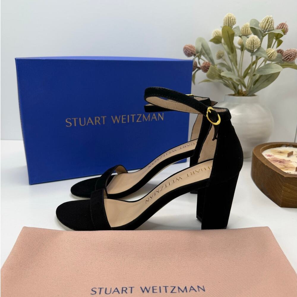 Stuart Weitzman NearlyNude Ankle Strap City Sandal Black Women's 6.5AA NWB